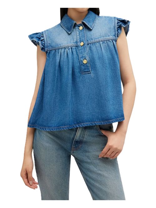 GANNITop denim con ruches e bottoni Ganni | A1040047091 TINT WASH